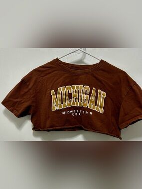 Michigan Crop Tee — Brown Women’s Crop Top